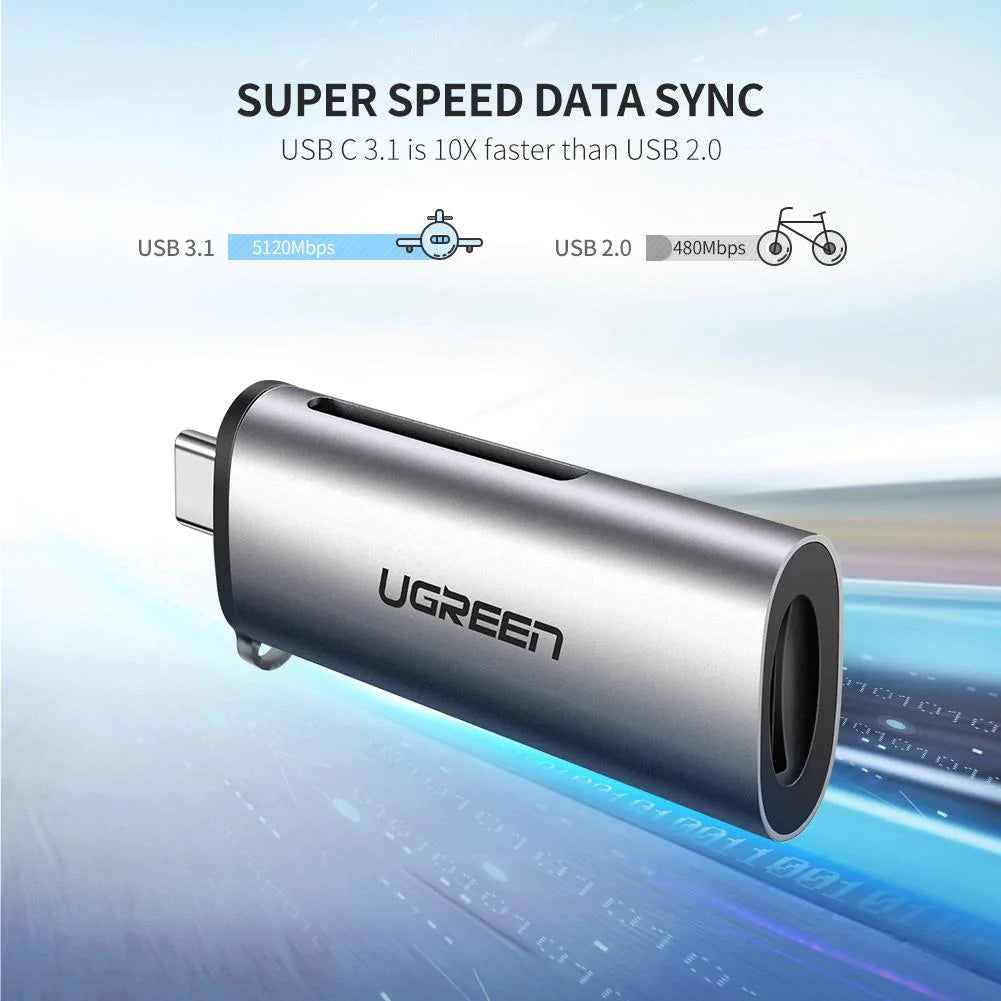 Kartenleser USB-C UGREEN CM184, SD - microSD, Grau