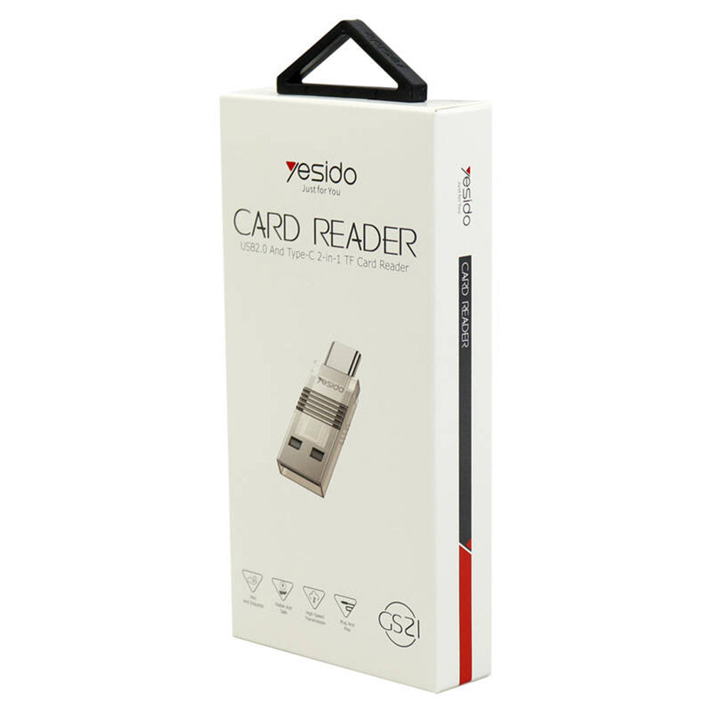 USB / USB-C Kartenleser Yesido GS21, microSD, Transparent