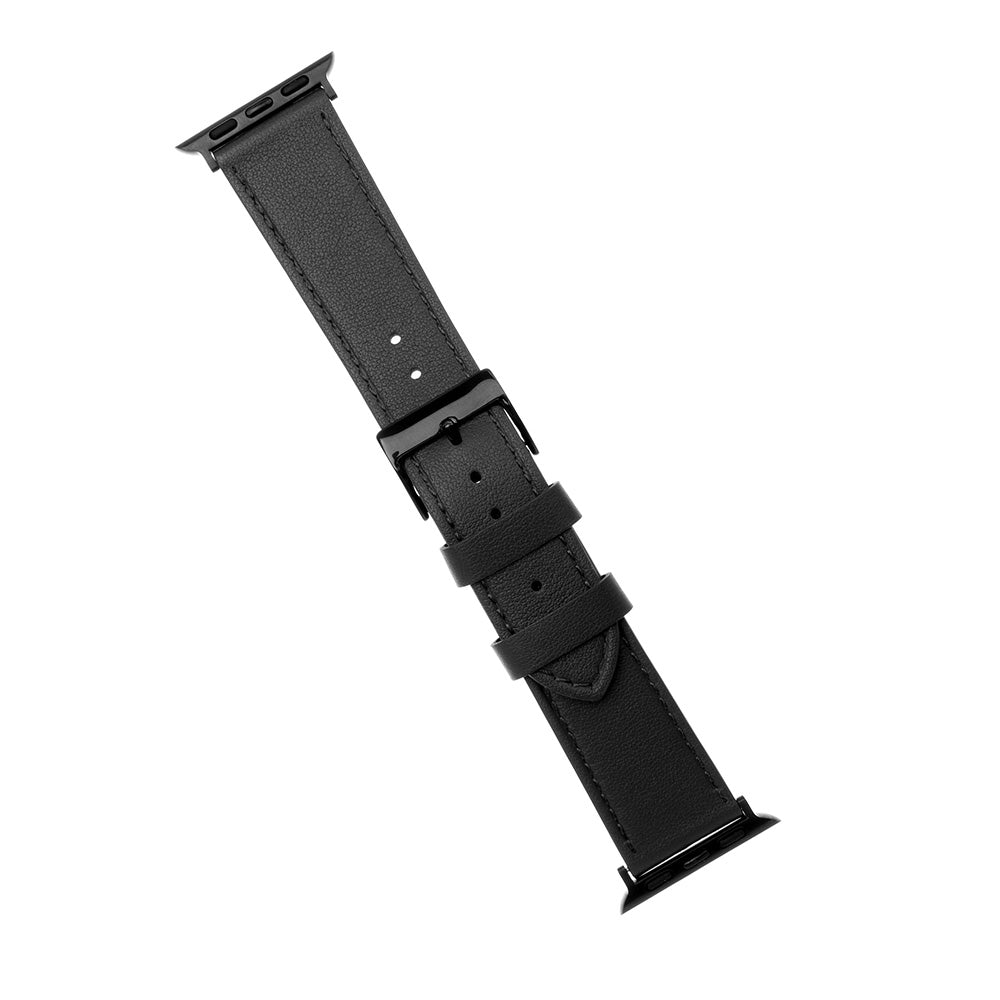 Fixed Leather Armband für Apple Watch 42mm / 41mm / 40mm / 38mm Serie, Schwarz