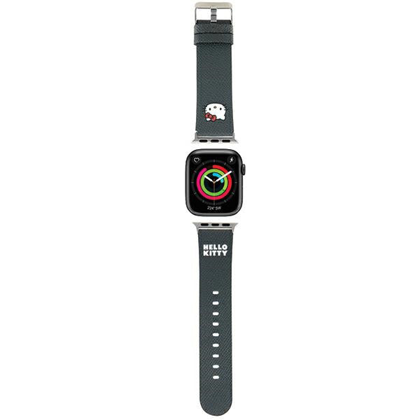 Cinturino Hello Kitty Leather Kitty Head per Apple Watch 42mm / 41mm / 40mm / 38mm Series, Nero
