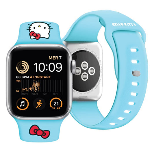 Cinturino Hello Kitty Silicone Kitty Head per Apple Watch 42mm / 41mm / 40mm / 38mm Series, Blu