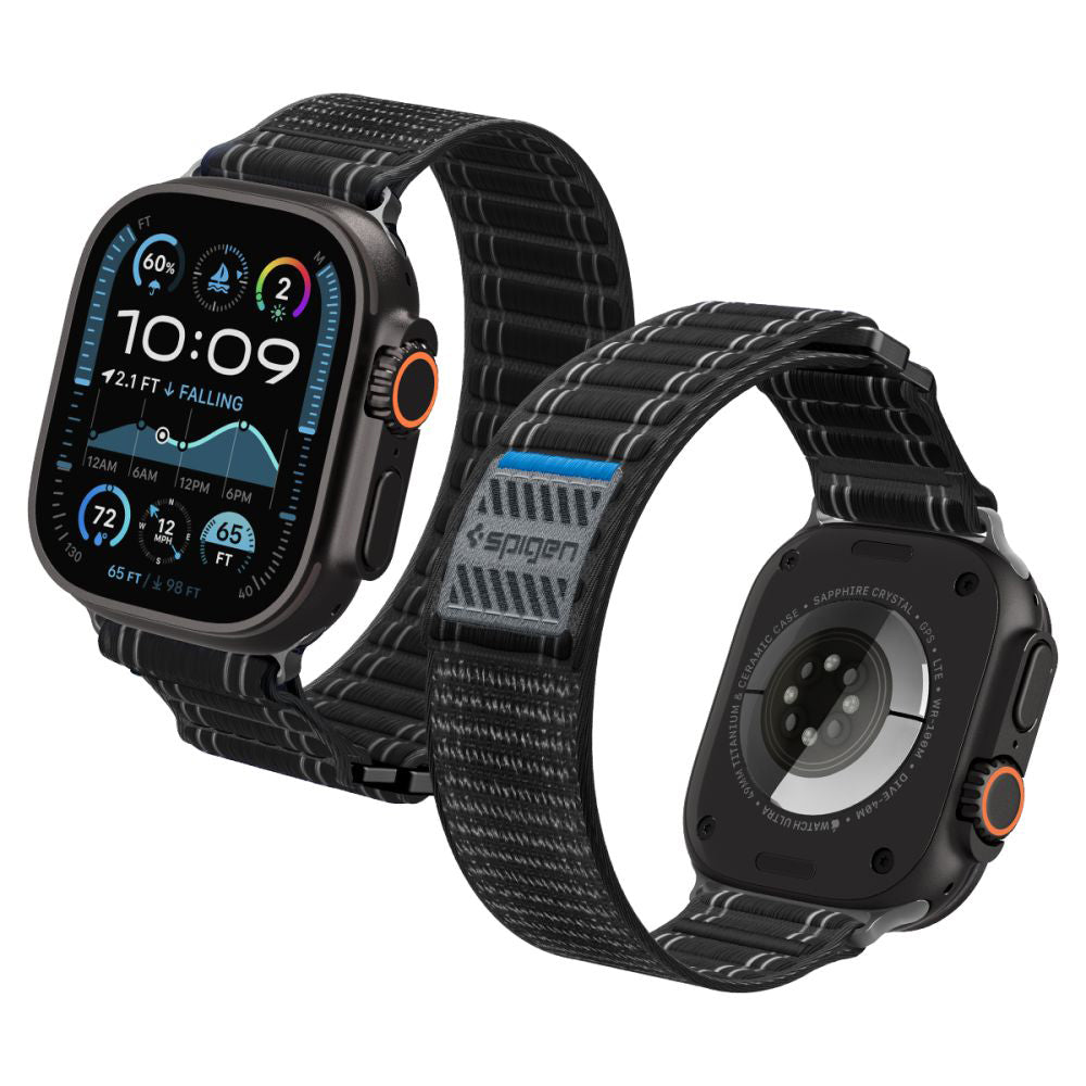 Spigen WBF0 Armband für Apple Watch 49mm / 46mm / 45mm / 44mm Serie, Schwarz AMP10141
