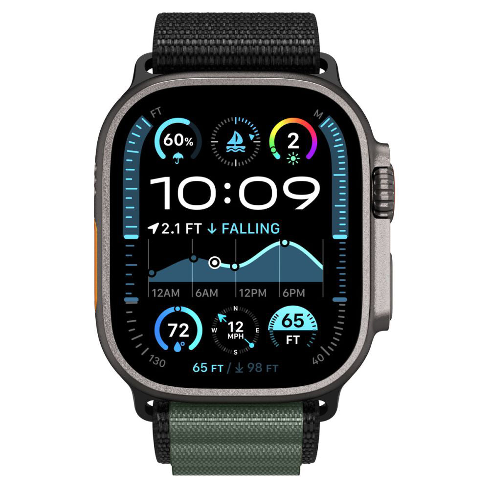 Bracelet Spigen WBF1 pour Apple Watch 49mm / 46mm / 45mm / 44mm Series, Noir Vert AMP10223