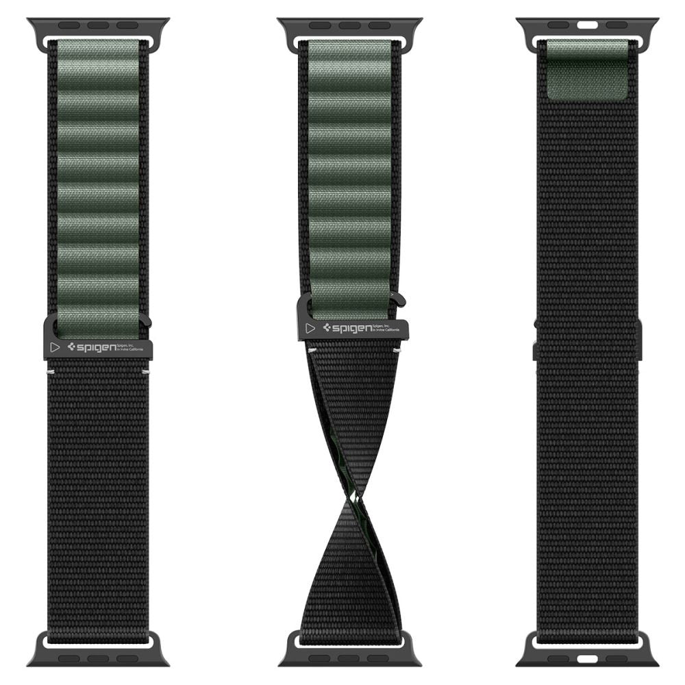 Bracelet Spigen WBF1 pour Apple Watch 49mm / 46mm / 45mm / 44mm Series, Noir Vert AMP10223
