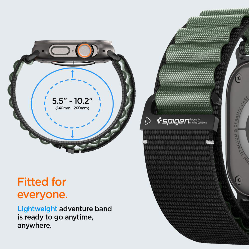 Bracelet Spigen WBF1 pour Apple Watch 49mm / 46mm / 45mm / 44mm Series, Noir Vert AMP10223