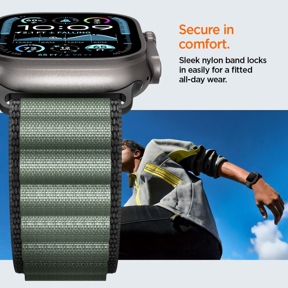 Bracelet Spigen WBF1 pour Apple Watch 49mm / 46mm / 45mm / 44mm Series, Noir Vert AMP10223