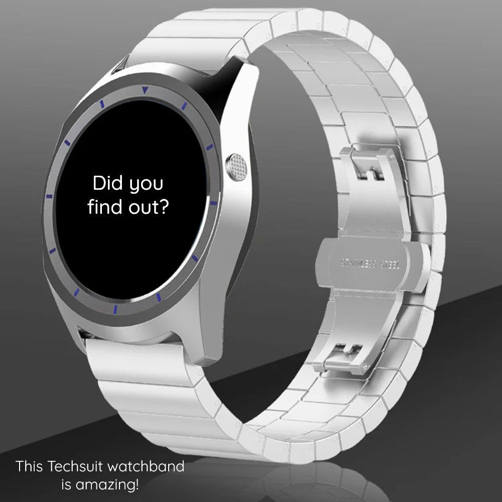 Bracelet Techsuit W012 pour Garmin Instinct / Approach / Fenix Watch Series, 20mm, Argenté