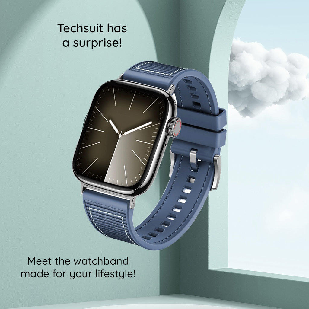 Bracelet Techsuit W051 pour Apple Watch 49mm / 46mm / 45mm / 44mm / 42mm Series, Bleu Foncé