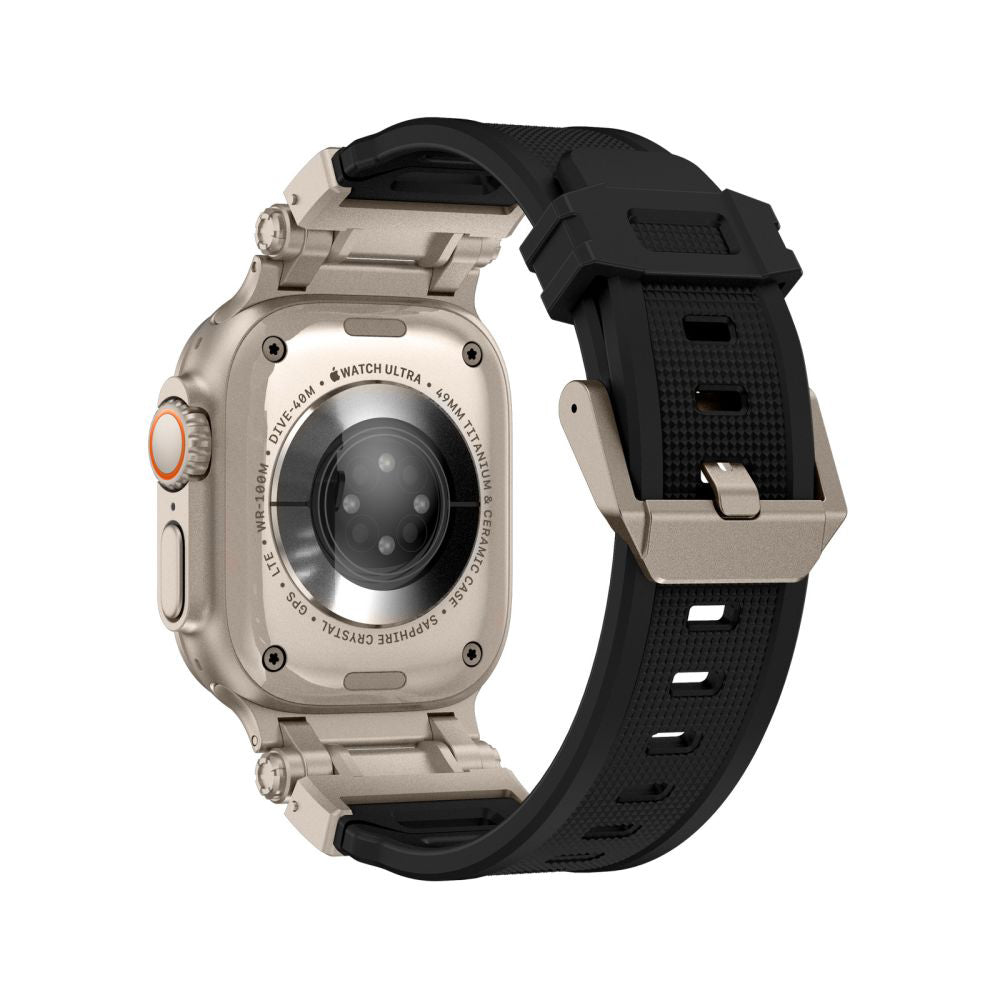 Bracelet Techsuit W064 pour Apple Watch 49mm / 46mm / 45mm / 44mm / 42mm Series, Noir Argenté