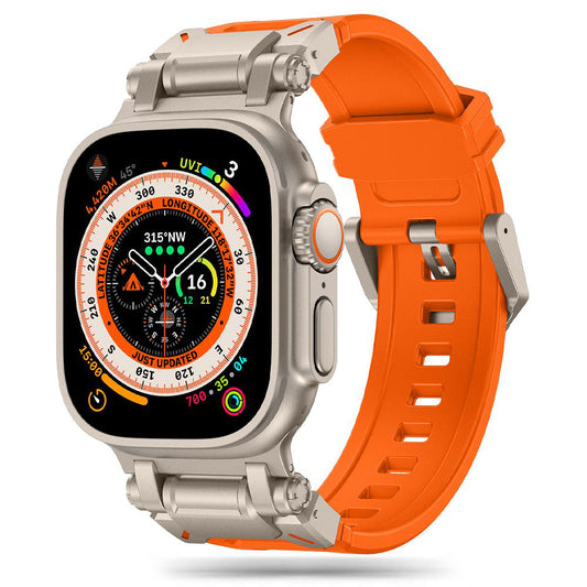 Bracelet Techsuit W064 pour Apple Watch 49mm / 46mm / 45mm / 44mm / 42mm Series, Argenté Orange