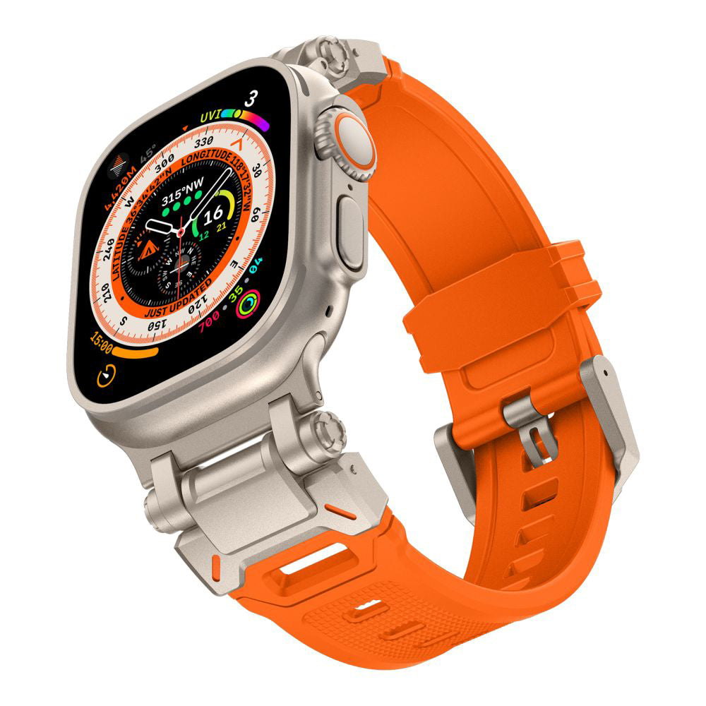 Bracelet Techsuit W064 pour Apple Watch 49mm / 46mm / 45mm / 44mm / 42mm Series, Argenté Orange