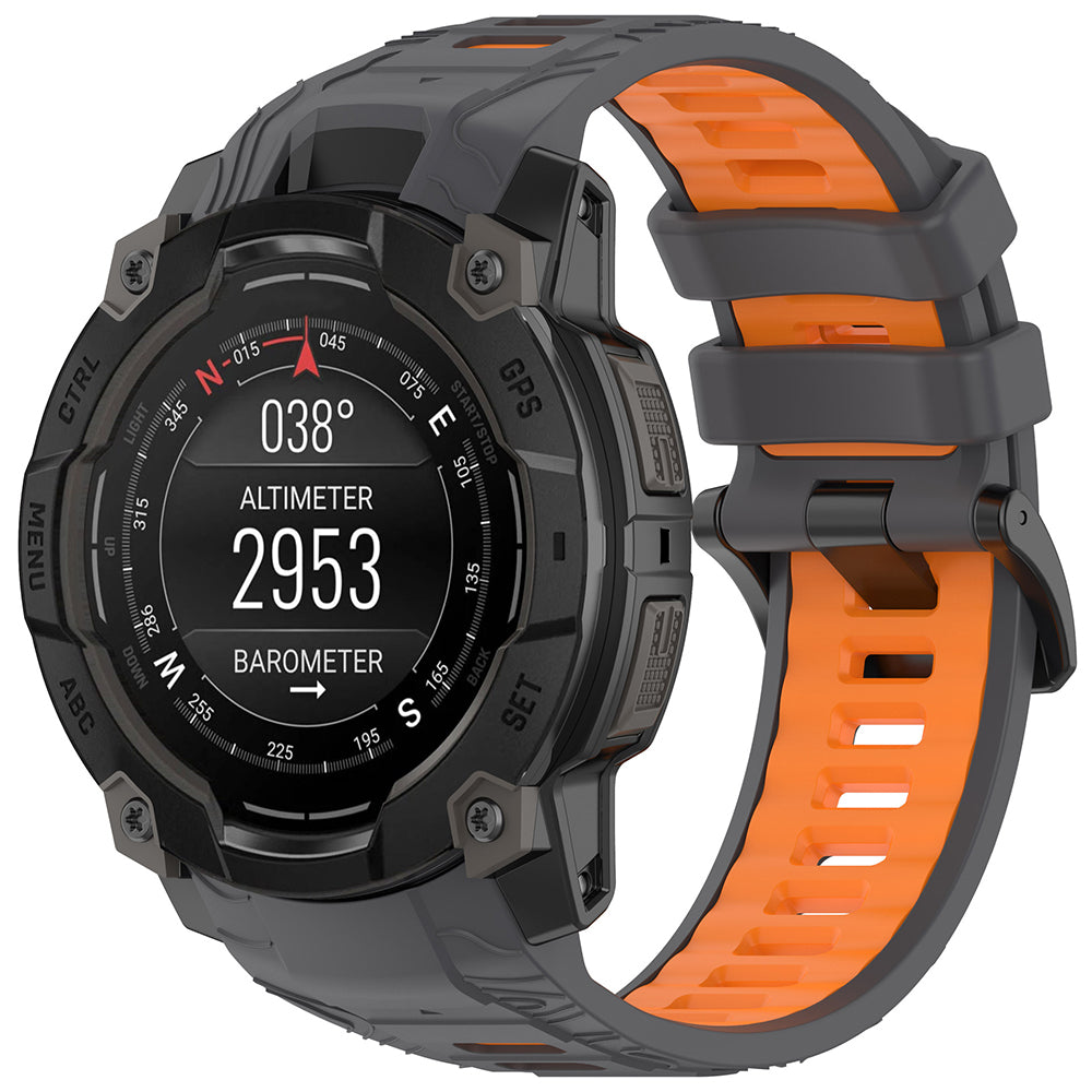 Cinturino Techsuit W077 per Garmin Instinct 3 45mm Solar / Instinct 3 45mm, Grigio Arancione