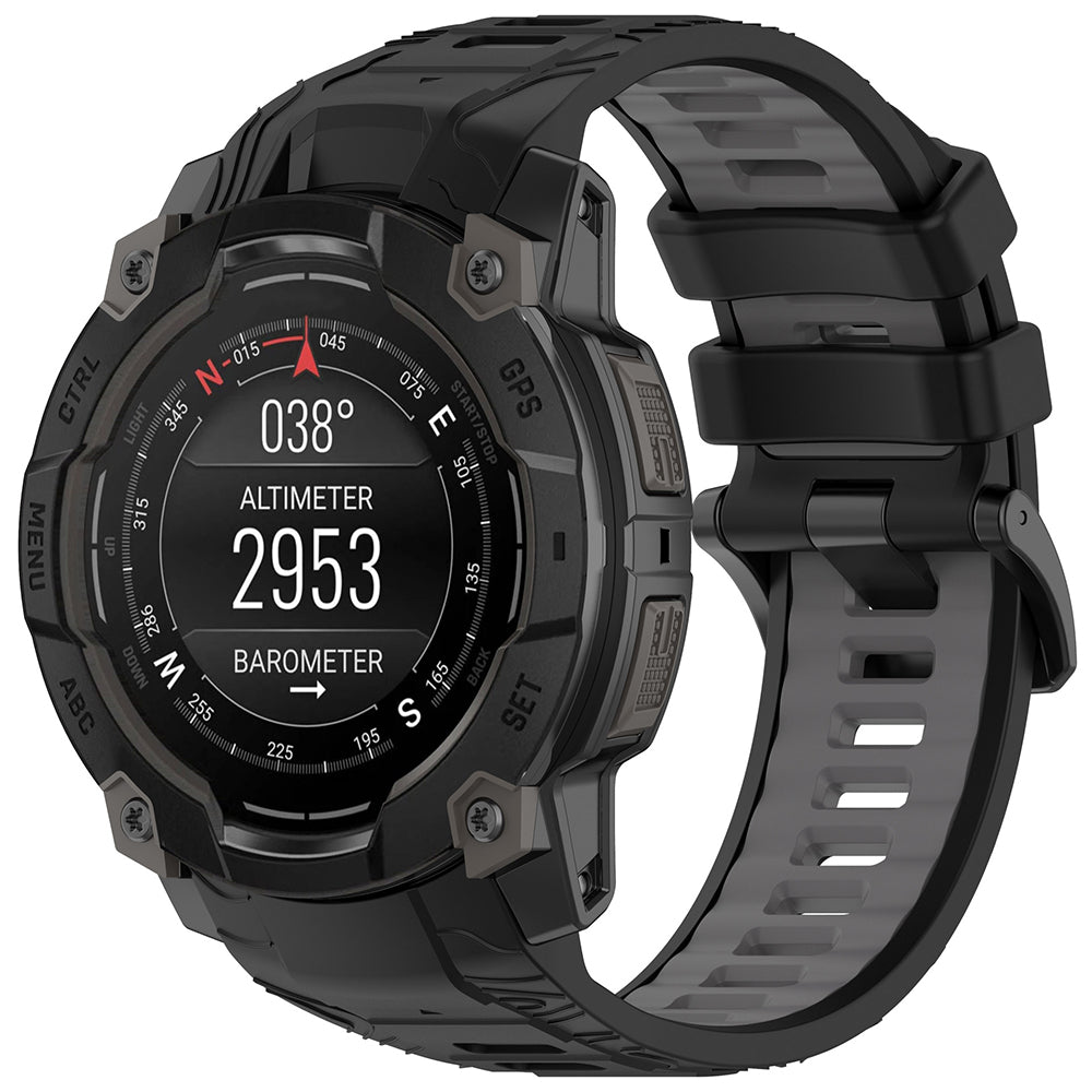 Bracelet Techsuit W077 pour Garmin Instinct 3 50mm Solar / Instinct 3 50mm, Noir Gris
