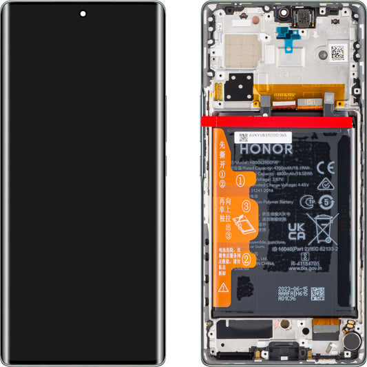 Display touchscreen Honor 70, con cornice e batteria, verde smeraldo, service pack 0235ACMH