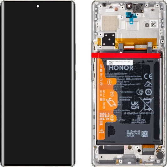 Display con touchscreen Honor 70, con cornice e batteria, Crystal Silver, Service Pack 0235ACMG