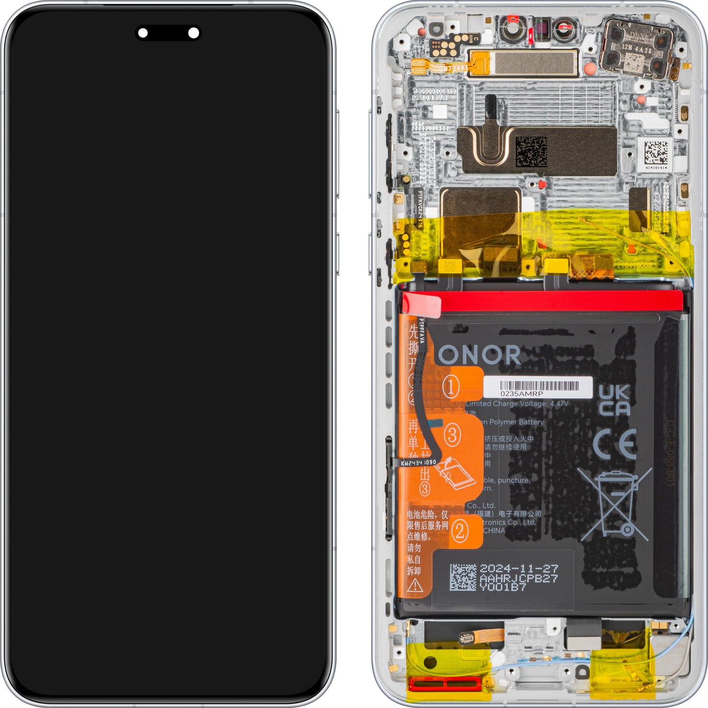 Honor Magic7 Pro Display with Touchscreen, Frame and Battery, Grey (Lunar Shadow Grey), Service Pack 0235AMRN