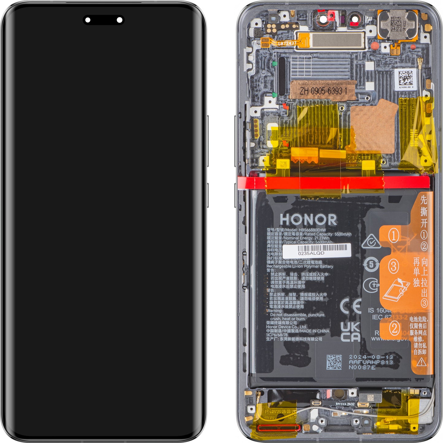 Écran tactile Écran tactile Honor Magic6 Pro, avec cadre et batterie, noir, Service Pack 0235ALQD