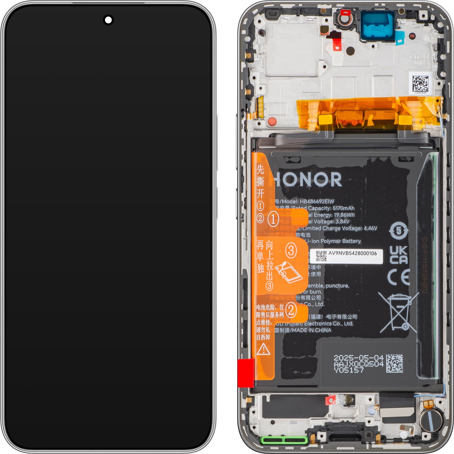 Display con Touchscreen Honor 400, con Cornice e Batteria, Bianco (Meteor Silver), Service Pack 0235APNN