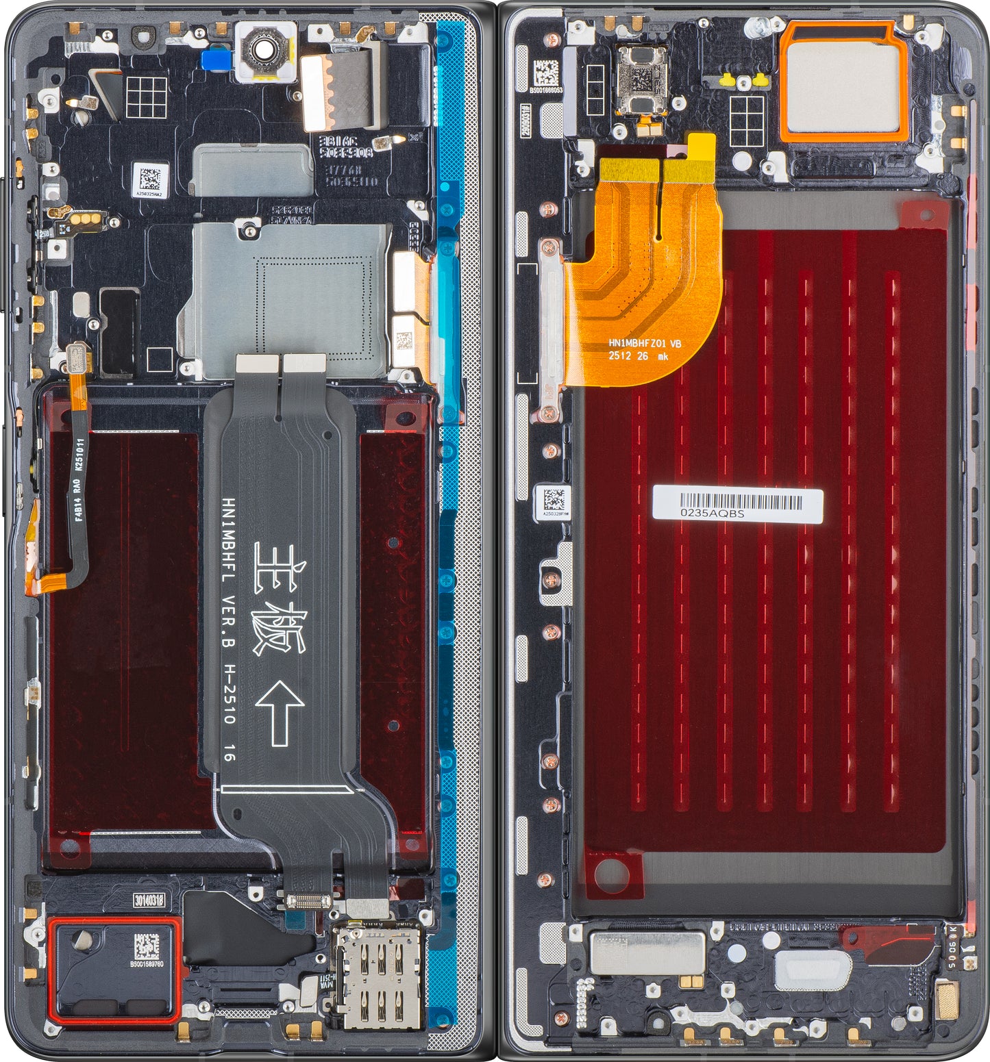 Honor Magic V5 Display with Touchscreen, with Frame, Sub Inner, Black, Service Pack 0235AQBS