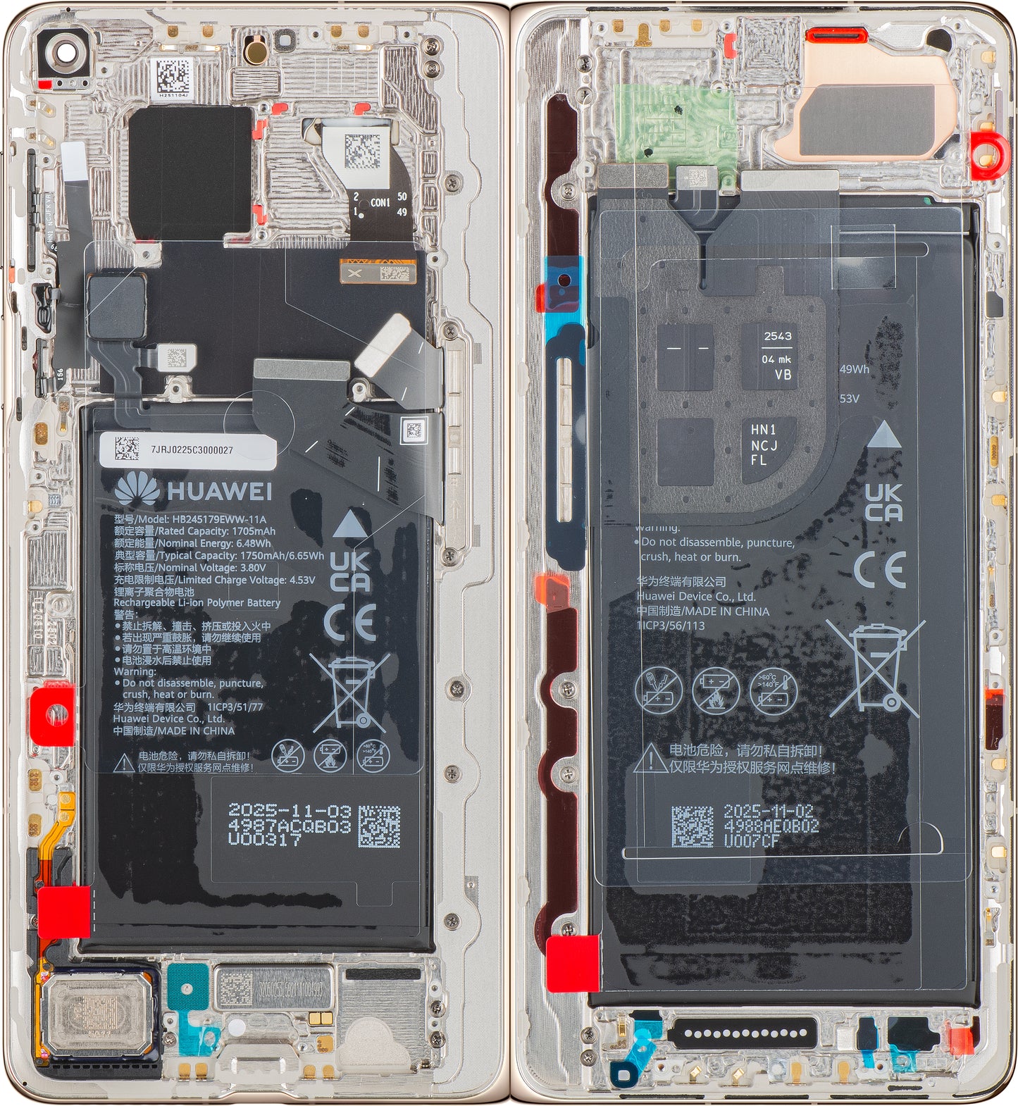Display mit Touchscreen Huawei Mate X7, mit Rahmen und Akku, Gold, Service Pack 02357JRJ