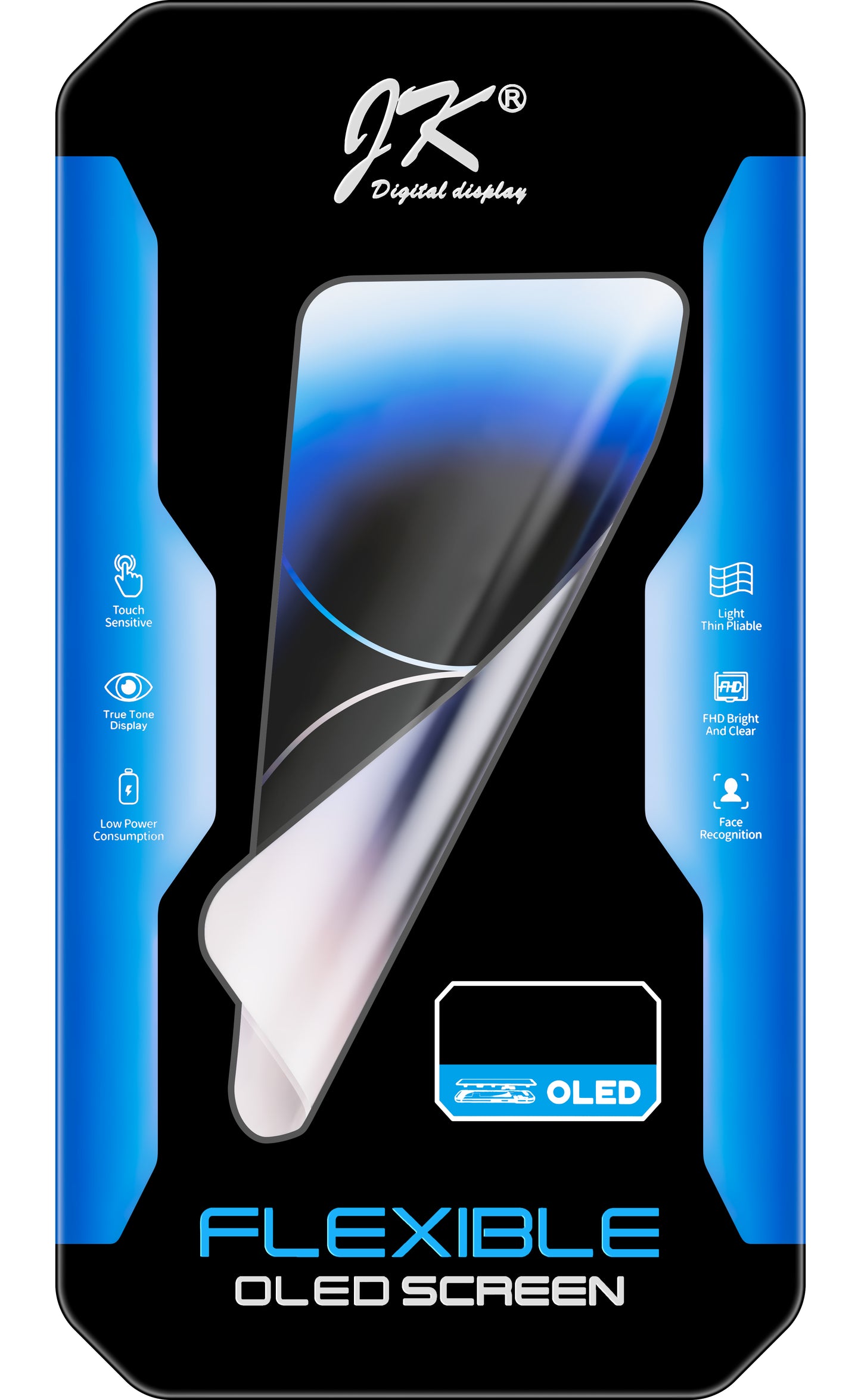 Ecran tactile JK pour Apple iPhone 14, avec cadre, version OLED, noir