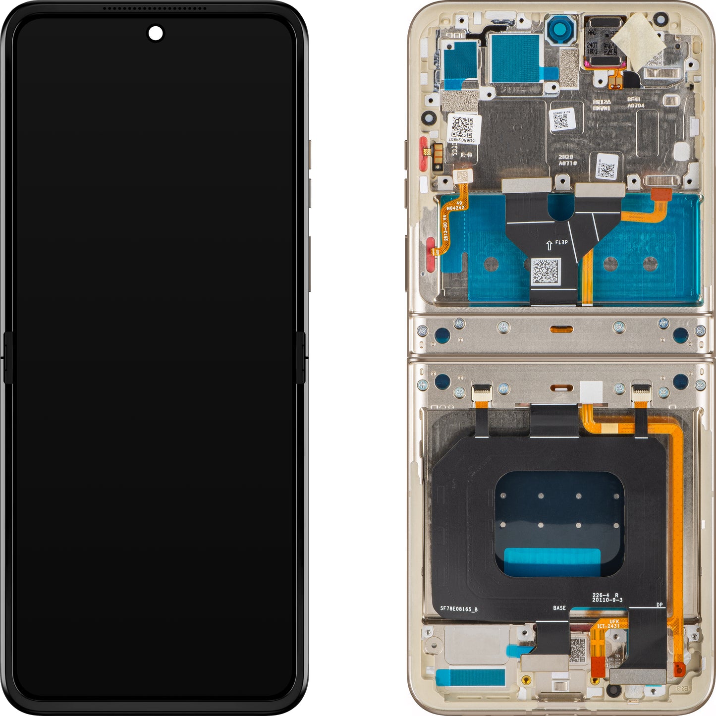 Display con Touchscreen Motorola Razr 2024 / Razr 50, con Cornice, Sotto Inner, Crema (Pumice Stone), Service Pack 5D68C24807