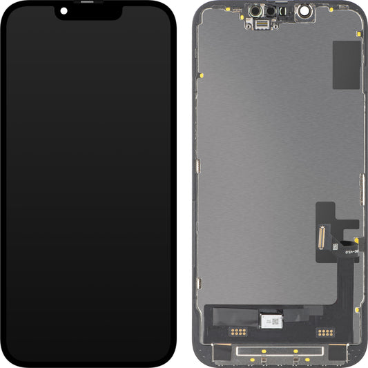 Écran avec Touchscreen MP compatible avec Apple iPhone 14, avec Cadre, Version Soft OLED FHD Diagnostic, Noir