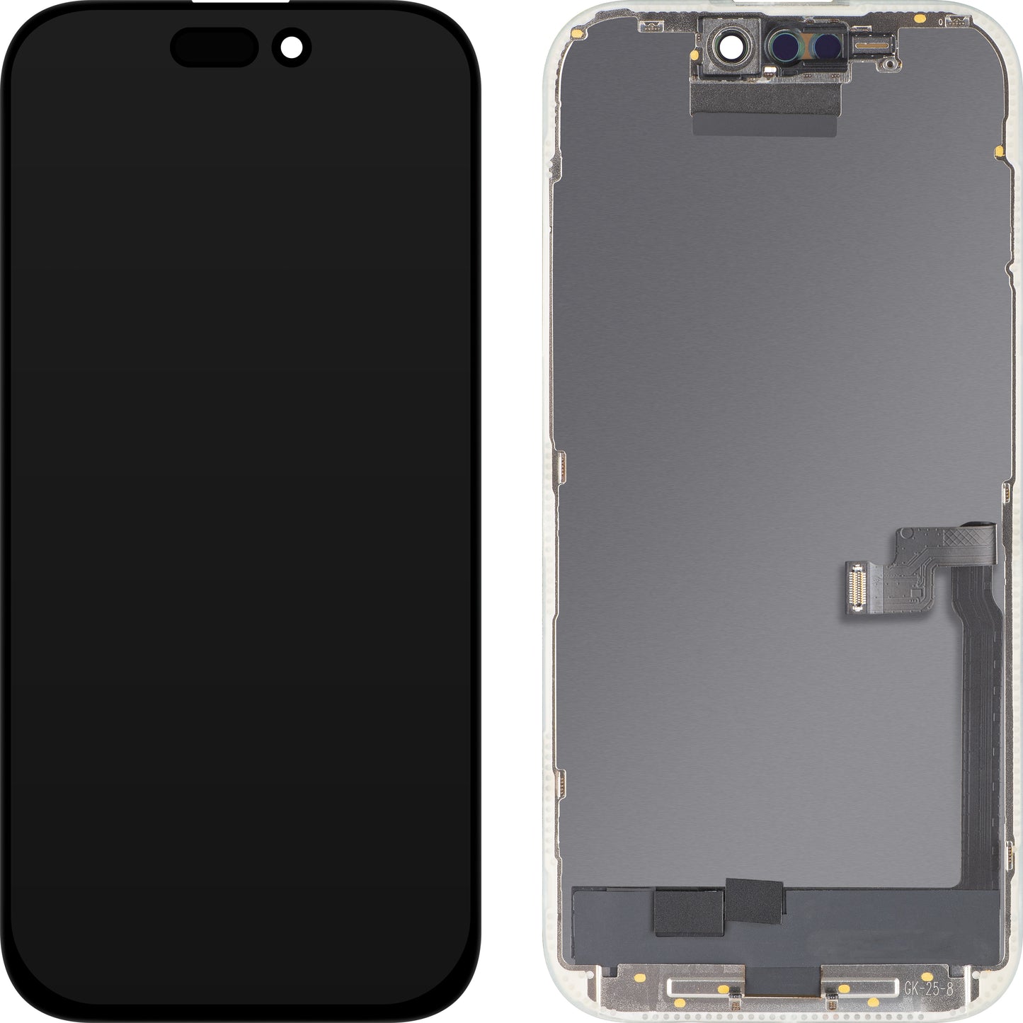 Écran tactile MP compatible avec Apple iPhone 16 Pro, avec cadre, Version OLED FHD Diagnostic, Noir