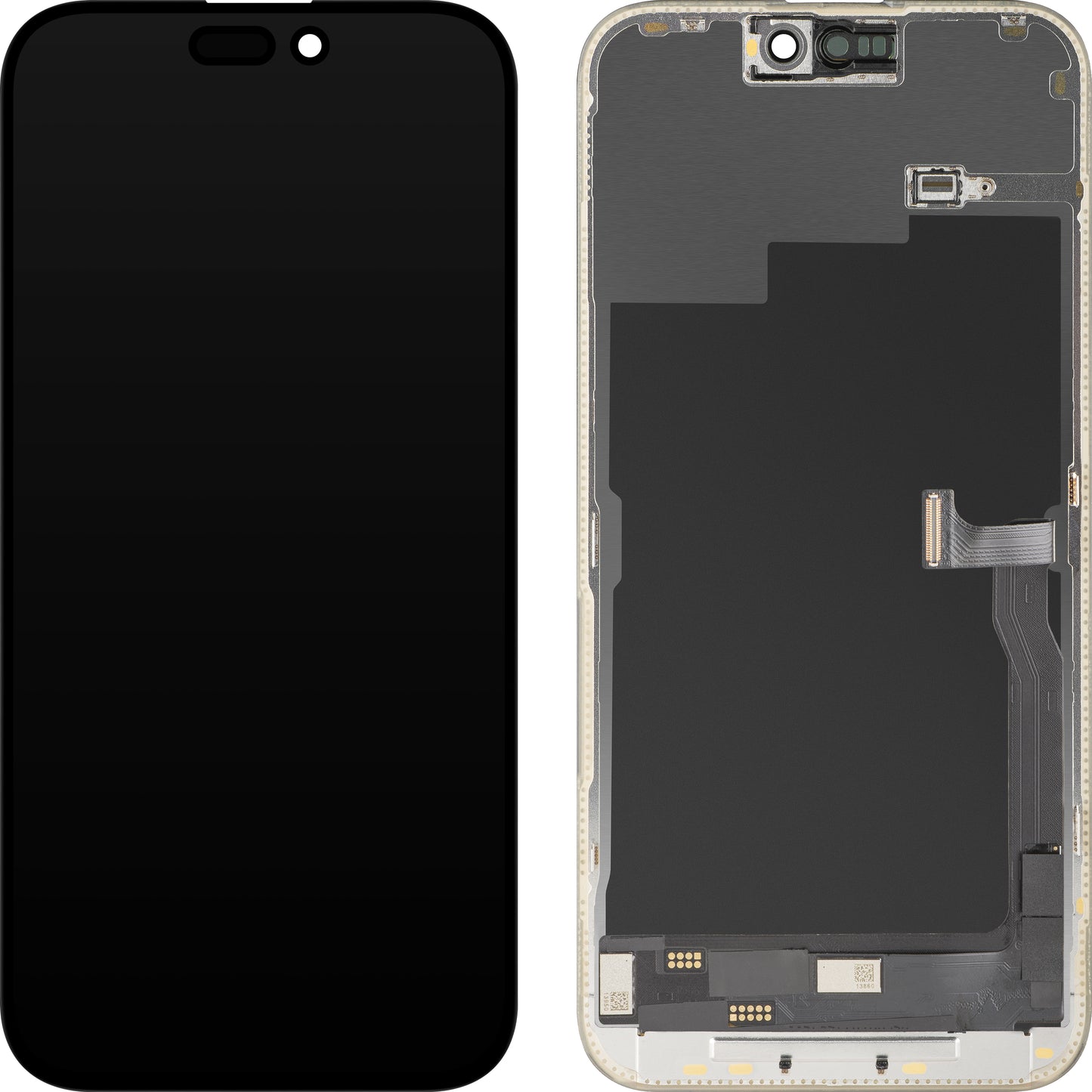 Écran avec Touchscreen MP compatible avec Apple iPhone 15 Pro Max, avec Cadre, Version OLED FHD Diagnostic, Noir