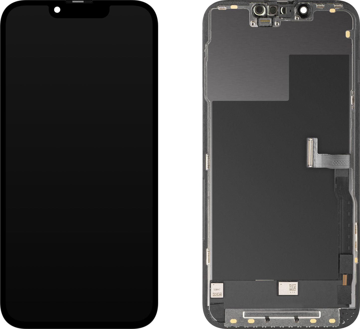 Écran avec écran tactile MP compatible avec Apple iPhone 13 Pro, avec cadre, Version OLED FHD Diagnostic, Noir