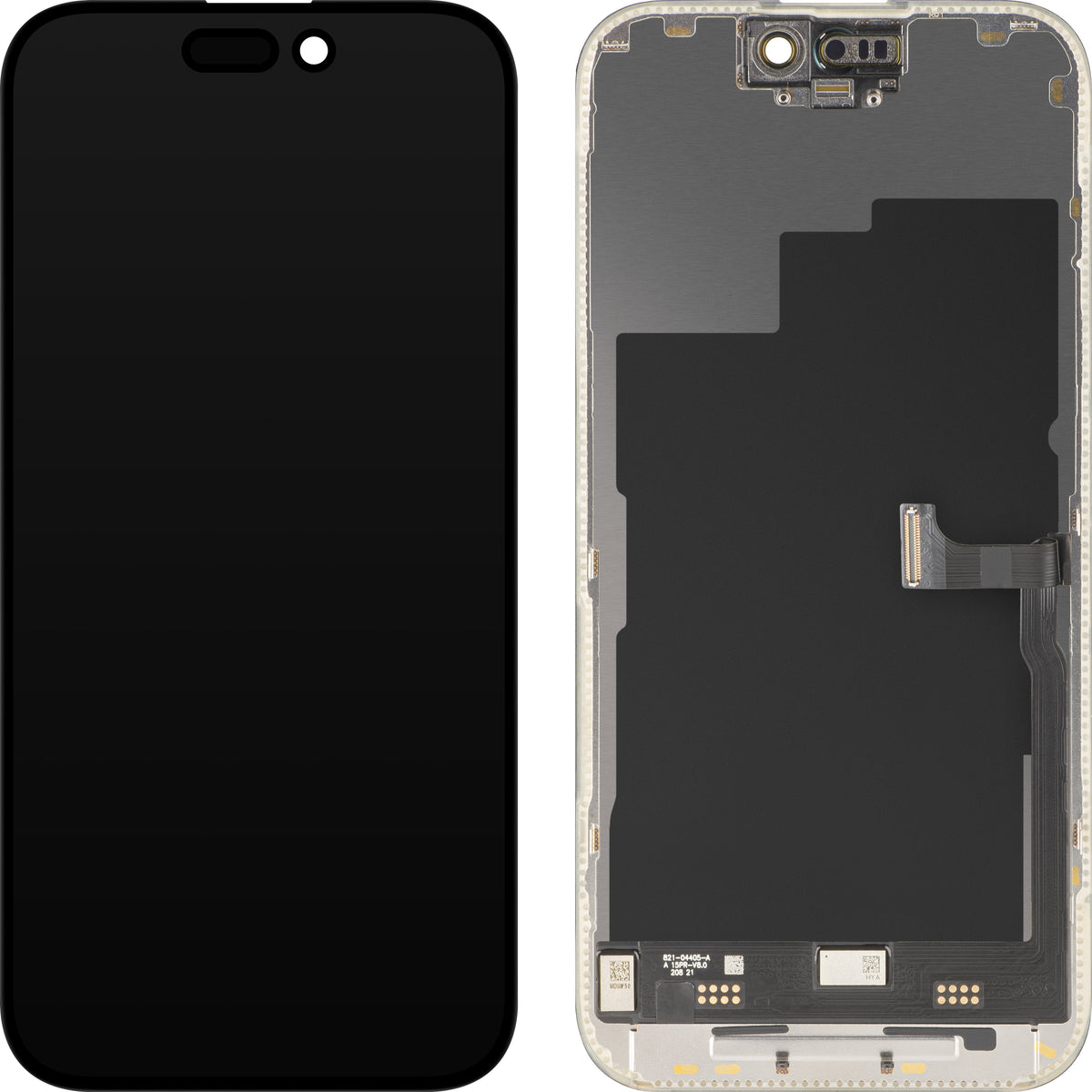 MP Touchscreen-Display kompatibel mit Apple iPhone 15 Pro, mit Rahmen, Premium Soft OLED FHD 120Hz Version, Schwarz
