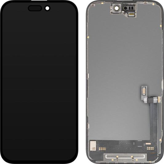 Display mit MP Touchscreen kompatibel mit Apple iPhone 16, mit Rahmen, Soft OLED FHD 120Hz IC Movable, Schwarz