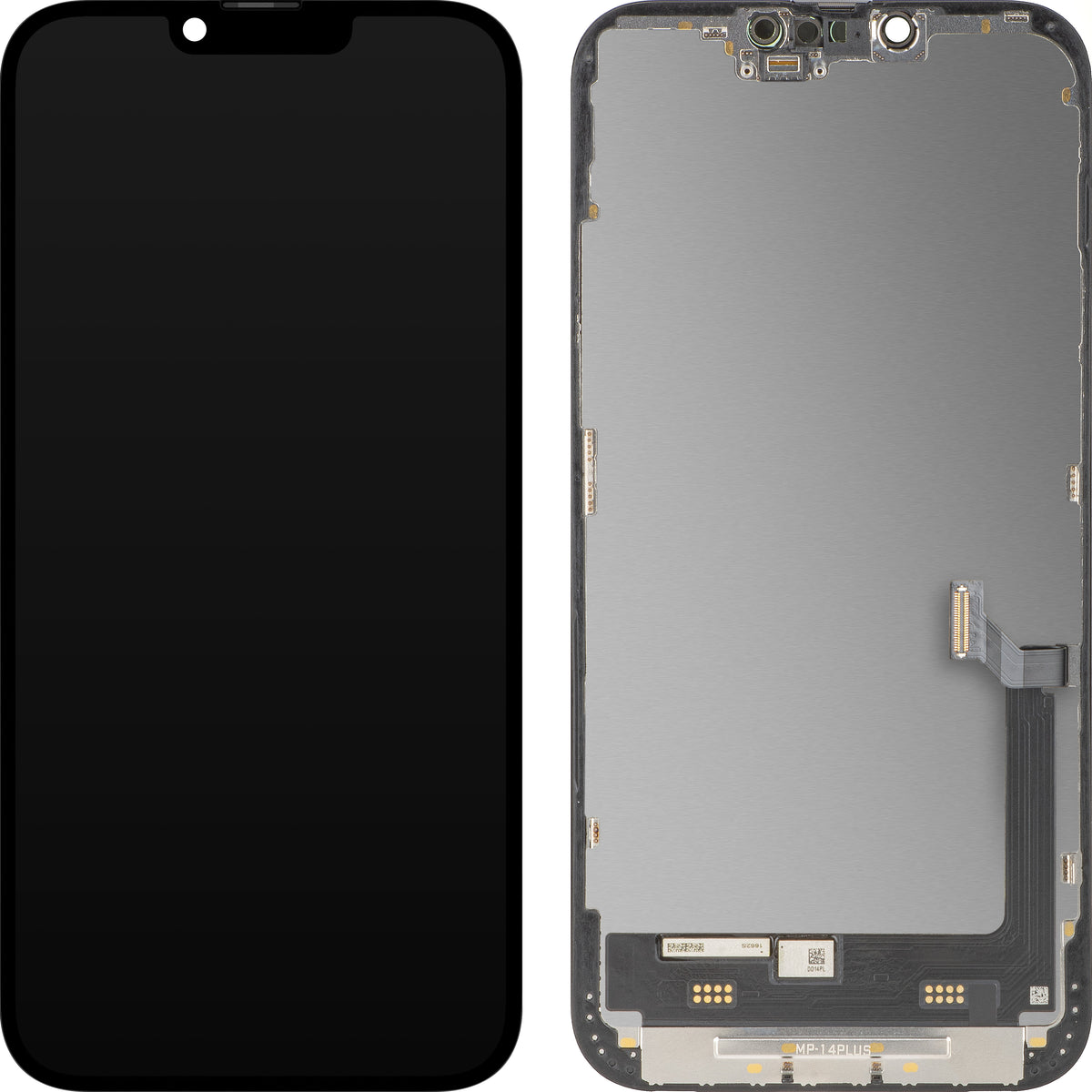 Display con Touchscreen MP compatibile con Apple iPhone 14 Plus, con Cornice, Versione Premium Soft OLED FHD 120Hz Diagnostica, Nero