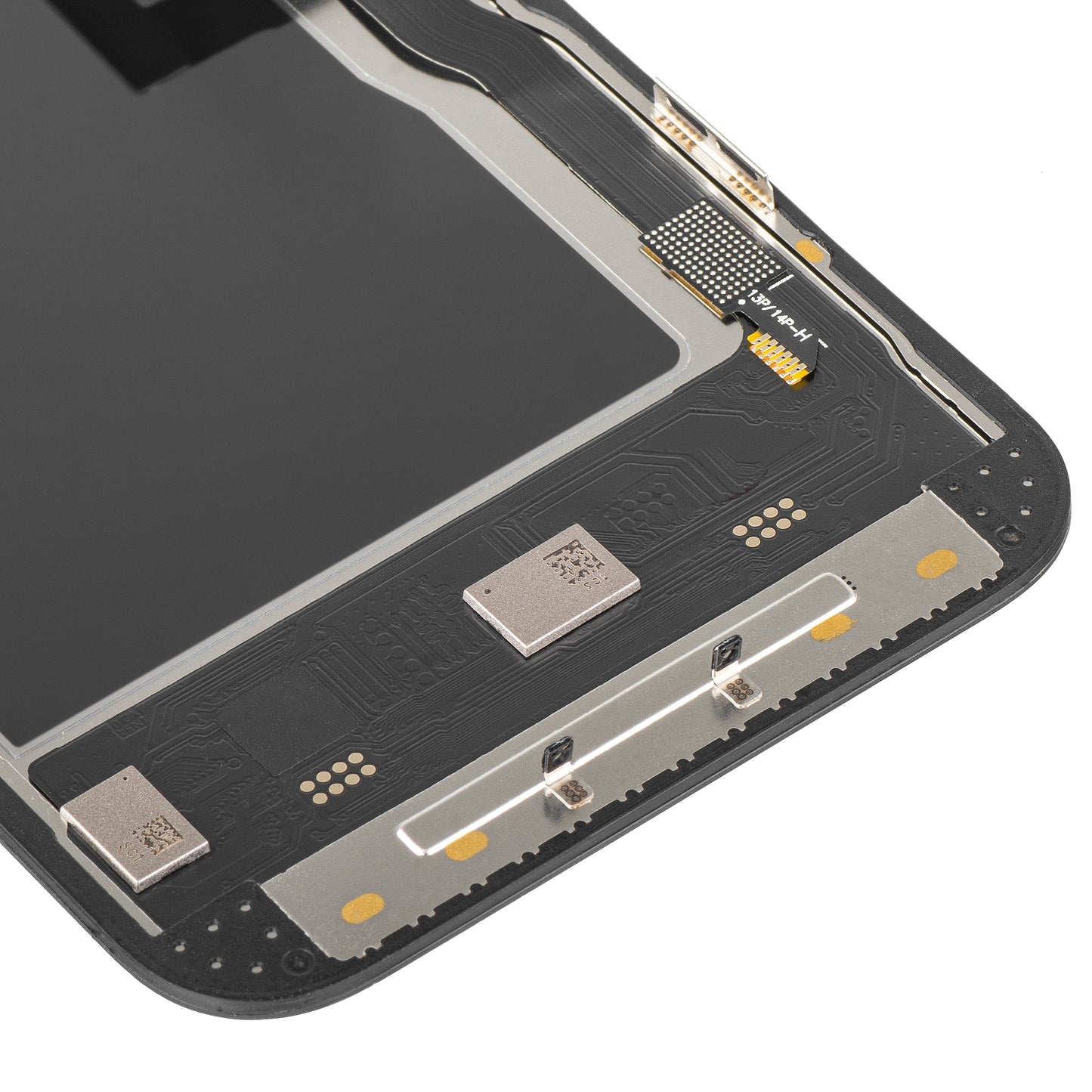 Display con Touchscreen MP compatibile con Apple iPhone 13 Pro, con Cornice, Versione Soft OLED FHD 120Hz IC Movable, Nero
