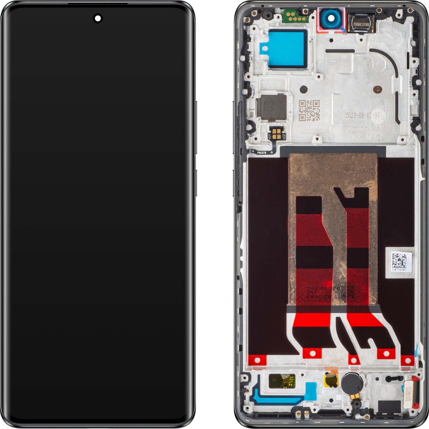 Oppo Reno10 Pro Écran tactile avec cadre, noir (gris argenté), Service Pack 621029000057