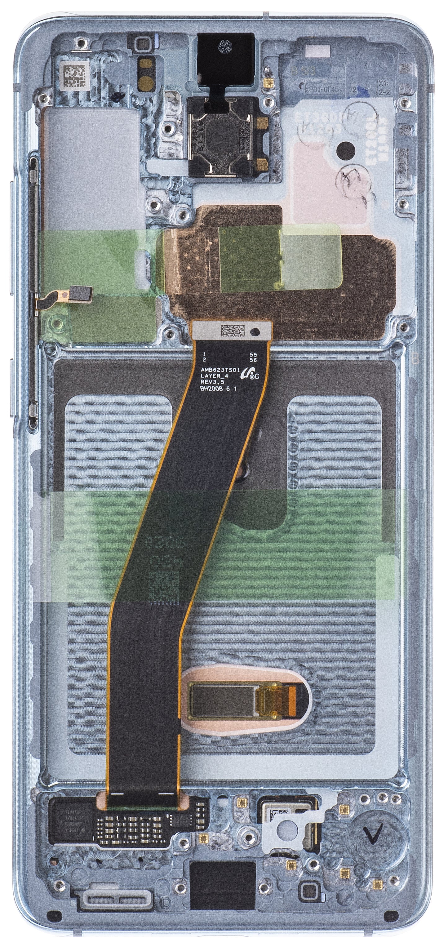 Écran tactile Samsung Galaxy S20 5G G981 / S20 G980, avec cadre, bleu, Service Pack GH82-31432D