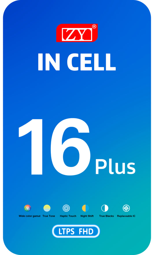 Écran avec Touchscreen ZY pour Apple iPhone 16 Plus, avec Cadre, Version LCD In-Cell, Noir