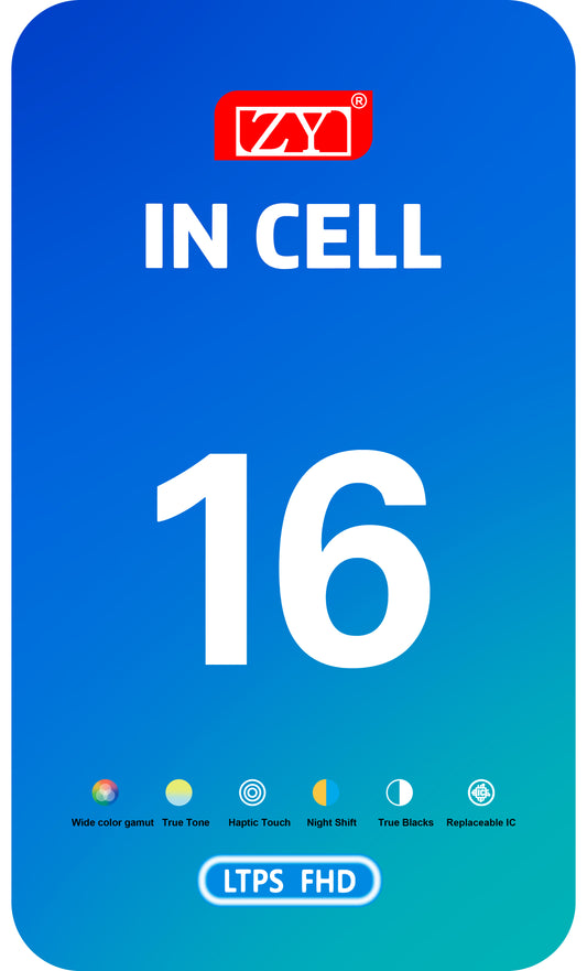 Display con Touchscreen ZY per Apple iPhone 16, con Cornice, Versione LCD In-Cell IC Movable, Nero