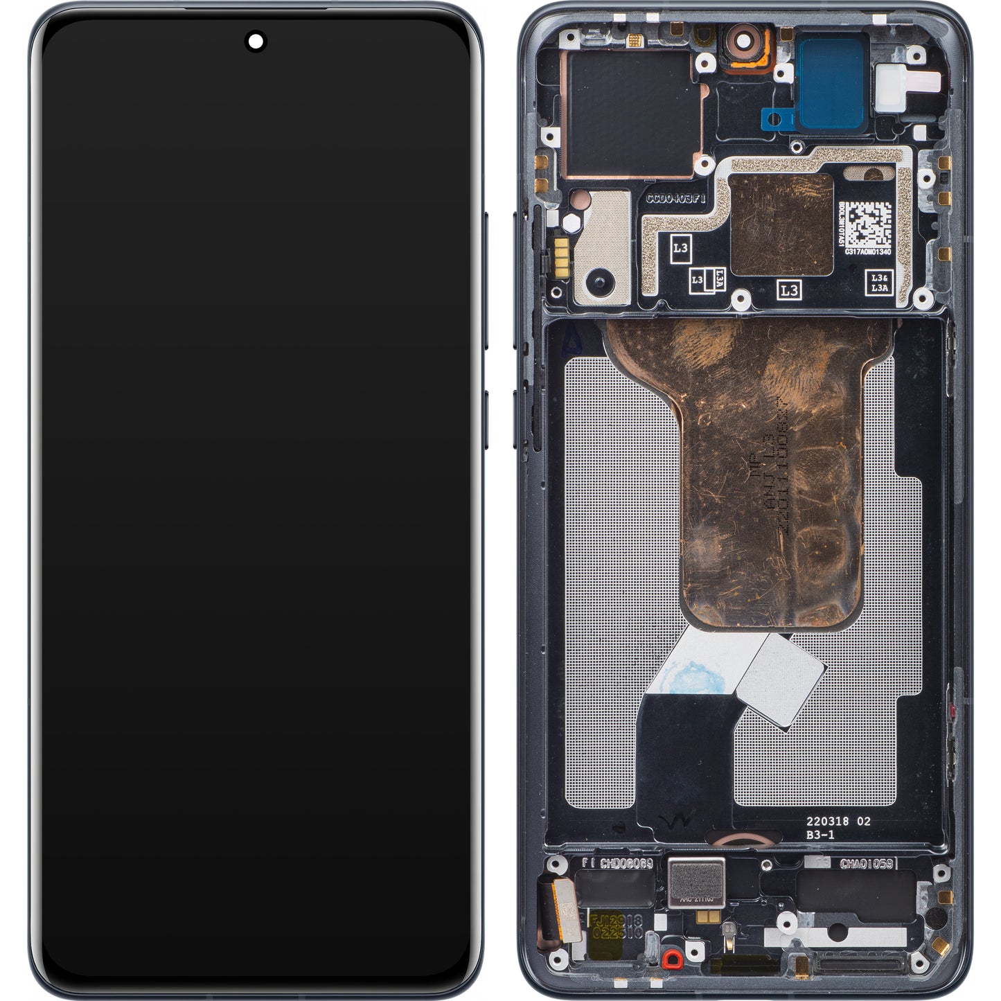 Display / Touchscreen für Xiaomi 12 / 12X / 12S | mit Rahmen | Grau | Service Pack
