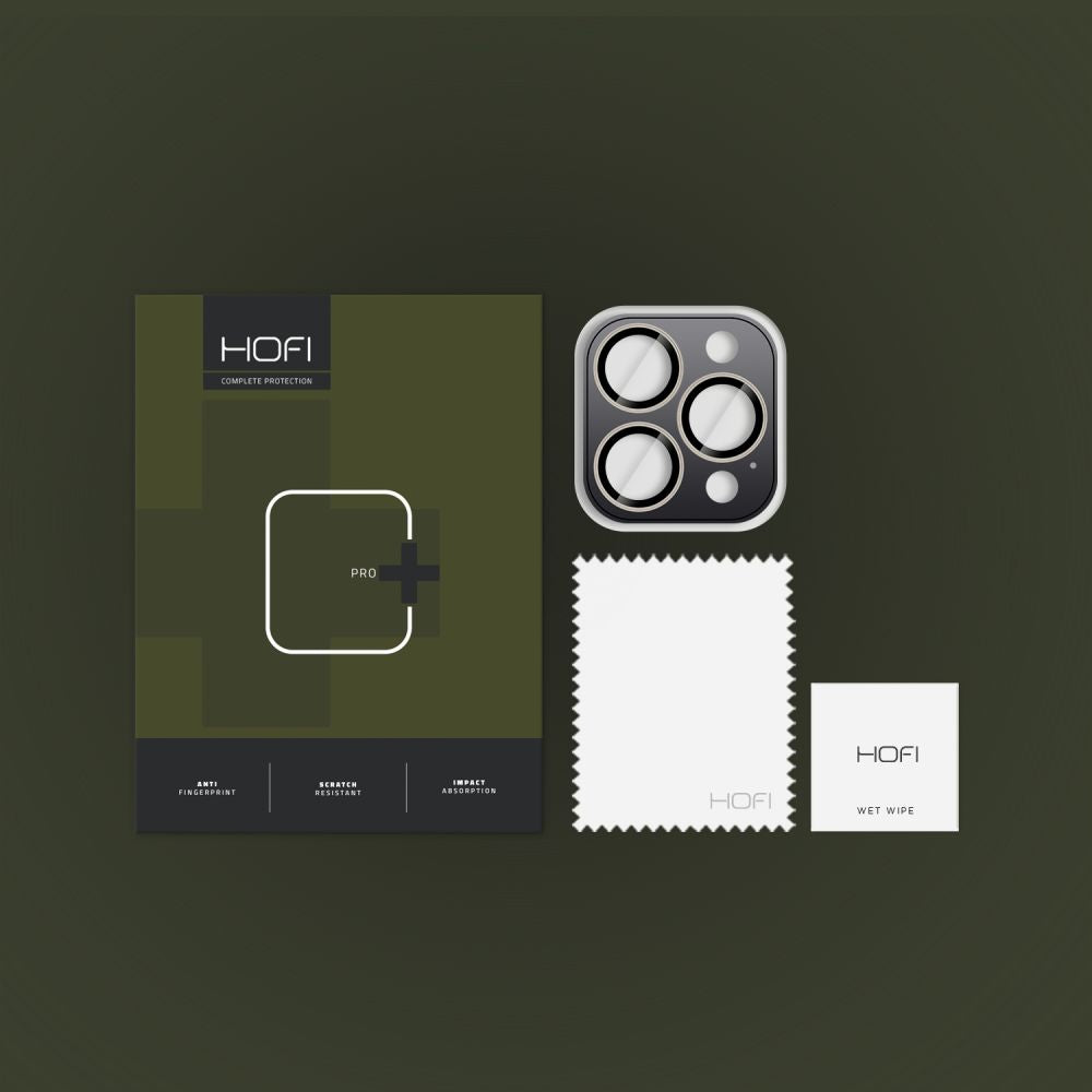 Pellicola protettiva per fotocamera HOFI CamRing PRO+ per Apple iPhone 16 Pro Max / 16 Pro, protezione in vetro, grigio