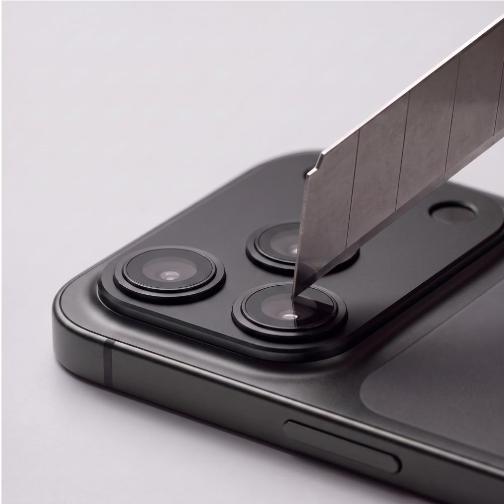 Pellicola protettiva per fotocamera posteriore Tech-Protect CamFull Fit+ per Apple iPhone 18 Pro Max, vetro temperato, nero