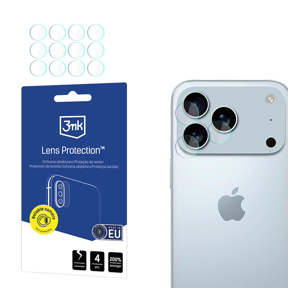 Schutzfolie Rückkamera 3MK Protection für Apple iPhone 17 Pro, Flexibles Glas, Set 4 Stück, Transparent