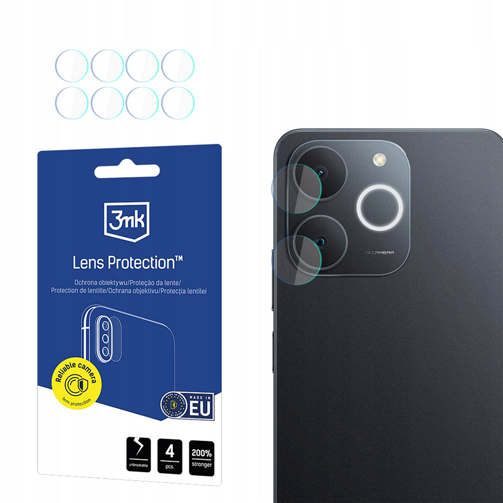 Pellicola Protettiva Posteriore per Fotocamera 3MK Protection per Realme Note 70T, Vetro Temperato, Set 4 pezzi, Trasparente