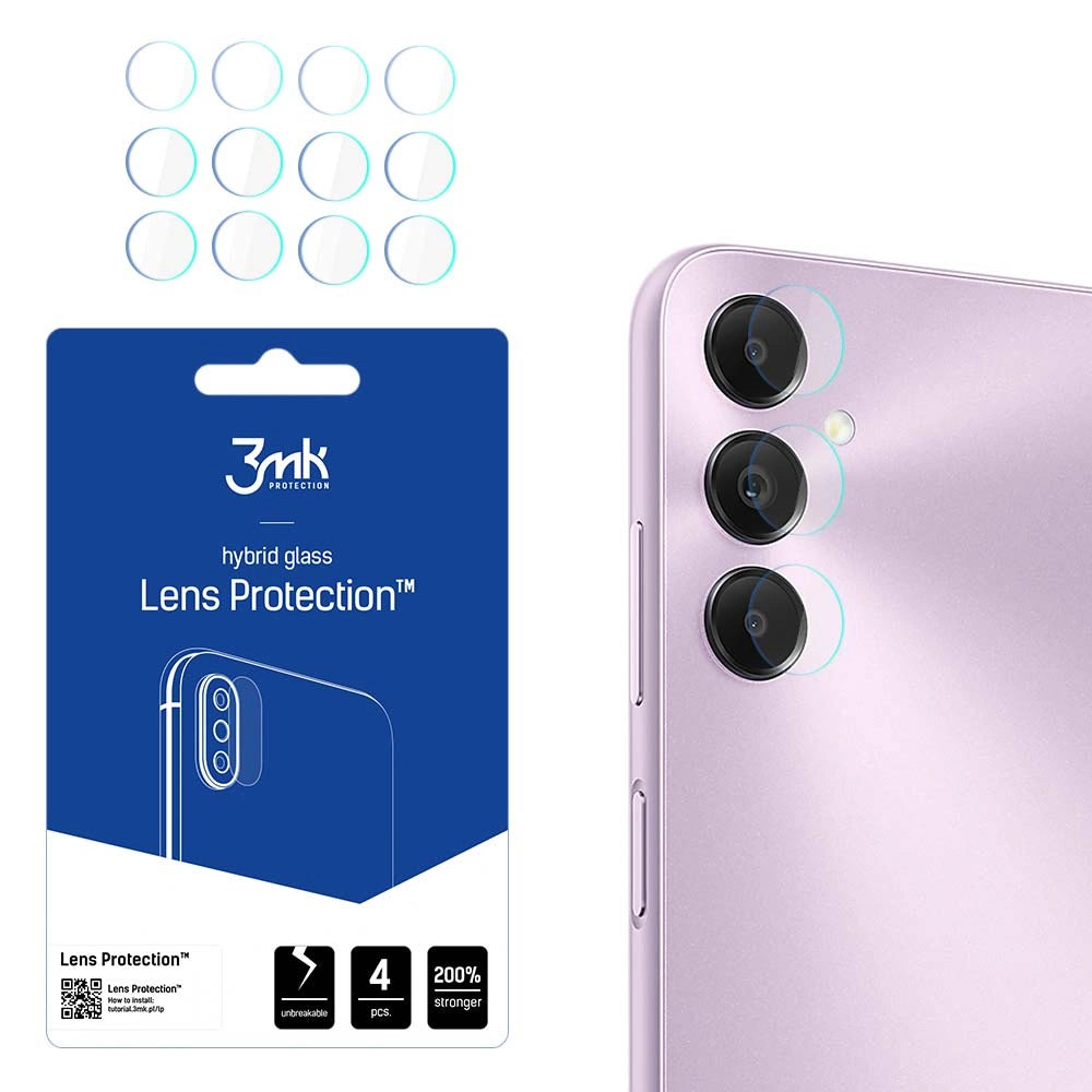 Film de protection pour caméra arrière 3MK Protection pour Samsung Galaxy A05s A057, Verre flexible, Lot de 4 pièces, Transparent