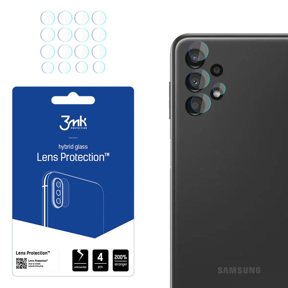 Film de protection pour caméra arrière 3MK Protection pour Samsung Galaxy A13 A135, Verre flexible, Set de 4 pièces, Transparent