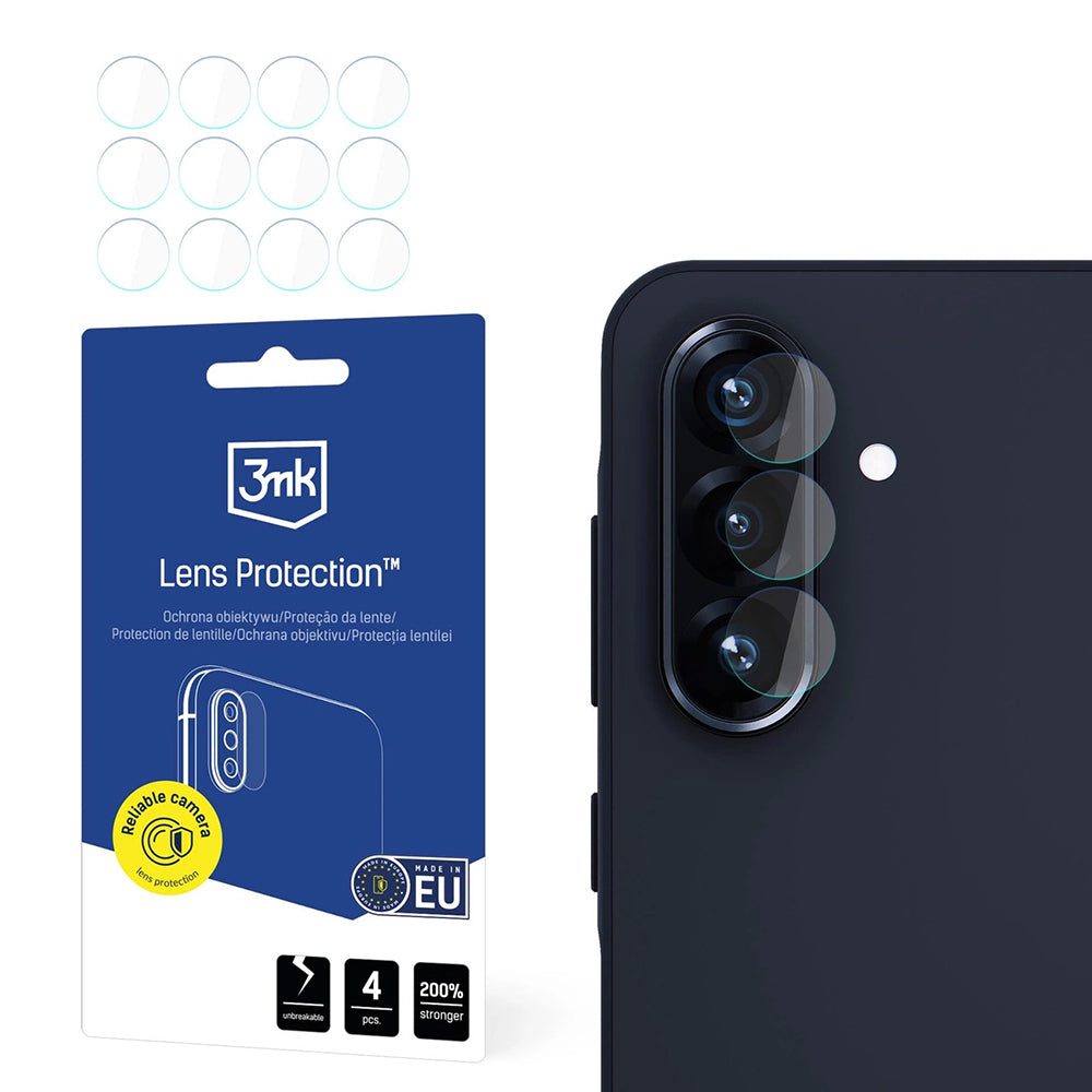Film de protection pour caméra arrière 3MK Protection pour Samsung Galaxy A56 A566, Verre flexible, Lot de 4 pièces, Transparent