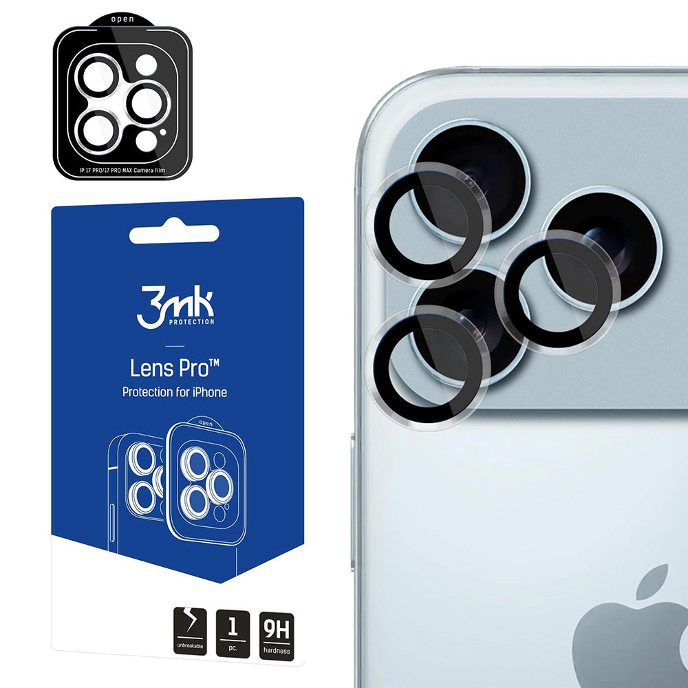 Film de protection pour caméra arrière 3MK Protection Pro pour Apple iPhone 17 Pro Max / 17 Pro, Verre trempé, Transparent