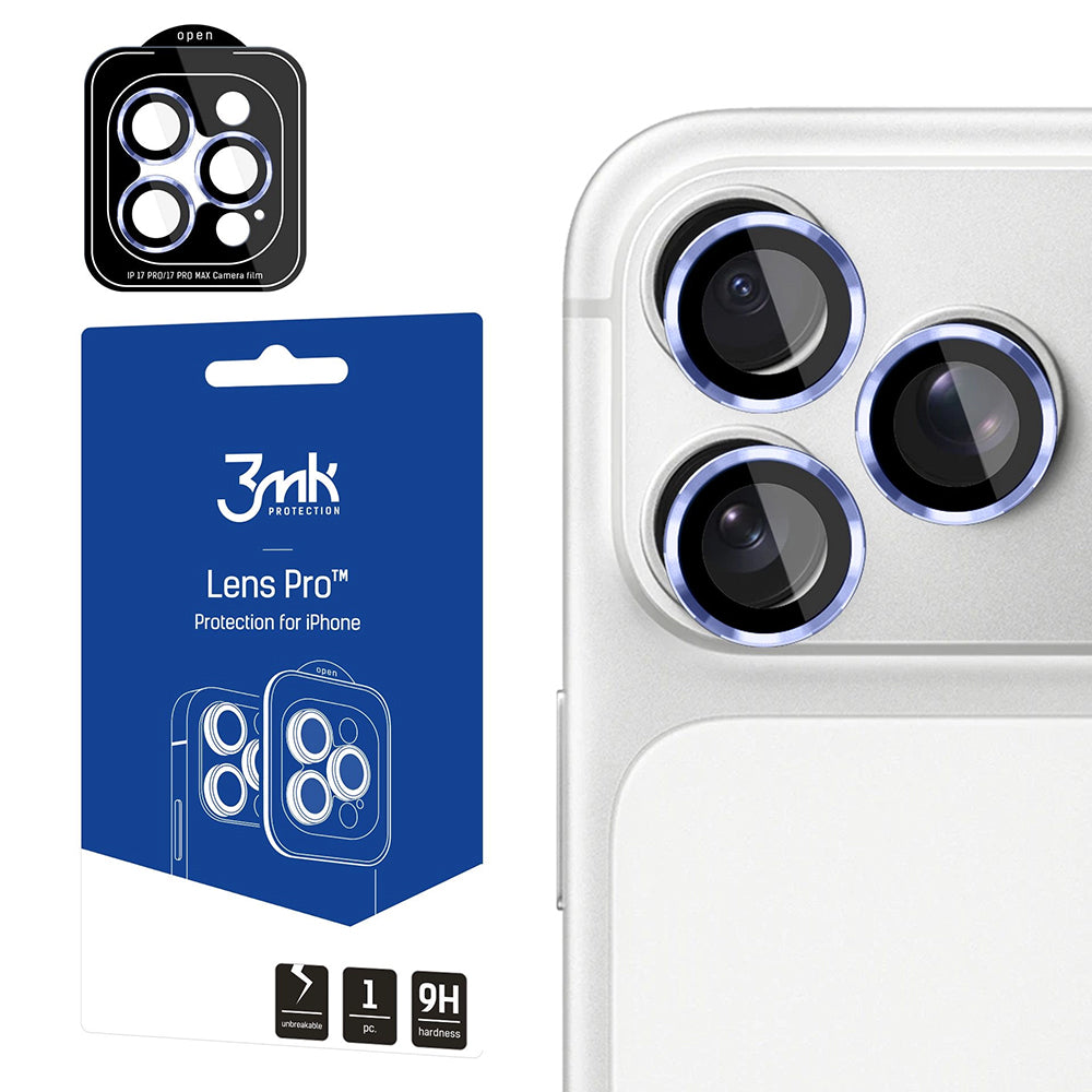 Film de protection pour caméra arrière 3MK Protection Pro pour Apple iPhone 18 Pro / 18 Pro Max, Verre trempé, Bleu