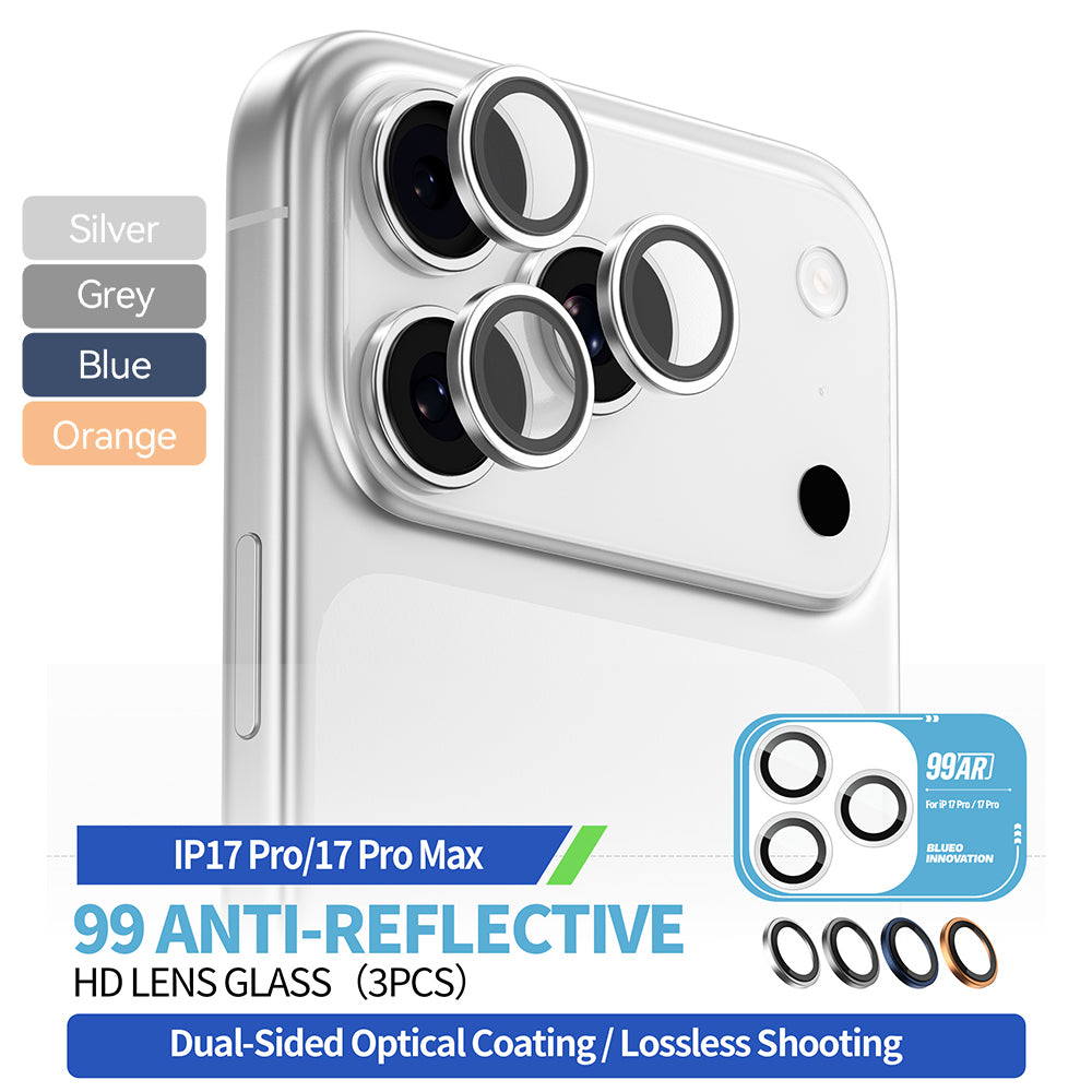 Film de protection Caméra Arrière Blueo 99 Anti-Reflective HD pour Apple iPhone 17 Pro Max / 17 Pro, Verre Trempé, Orange