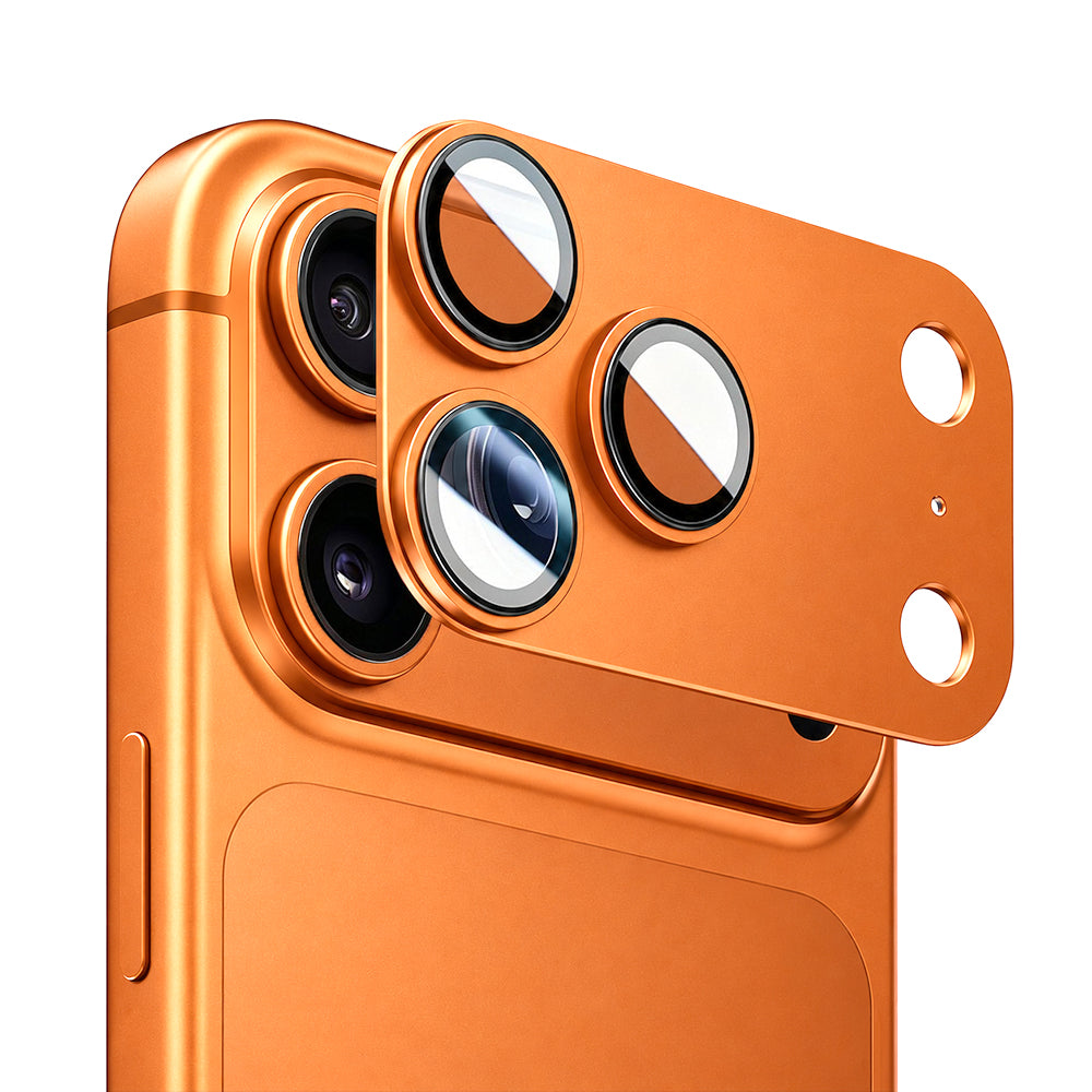 Protection pour caméra arrière Blueo Integrated Metal pour Apple iPhone 17 Pro, verre trempé, orange